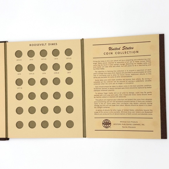 Whitman Deluxe Coin Album Roosevelt Dimes 1946 Vintage Folder Book Clean - Picture 4 of 9